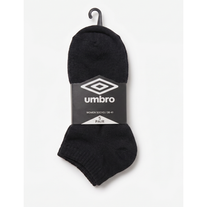 מארז 5 זוגות גרבי קרסול לנשים UMBRO 36-41 – שחור
