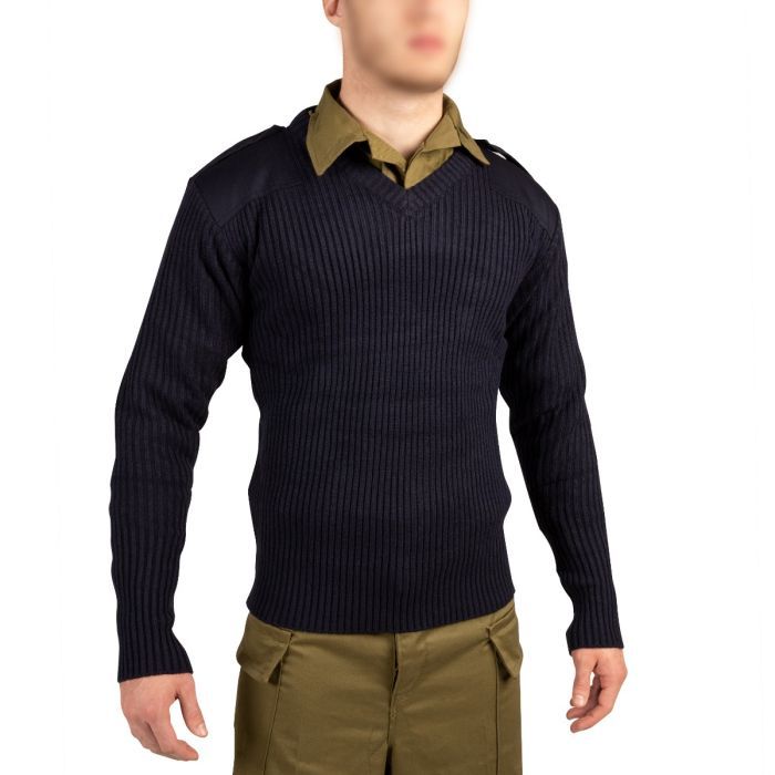 סוודר סריג צבאי לחיילות תקני צה"לי עם טלאים בצבע כחול X-DREAM main product photo