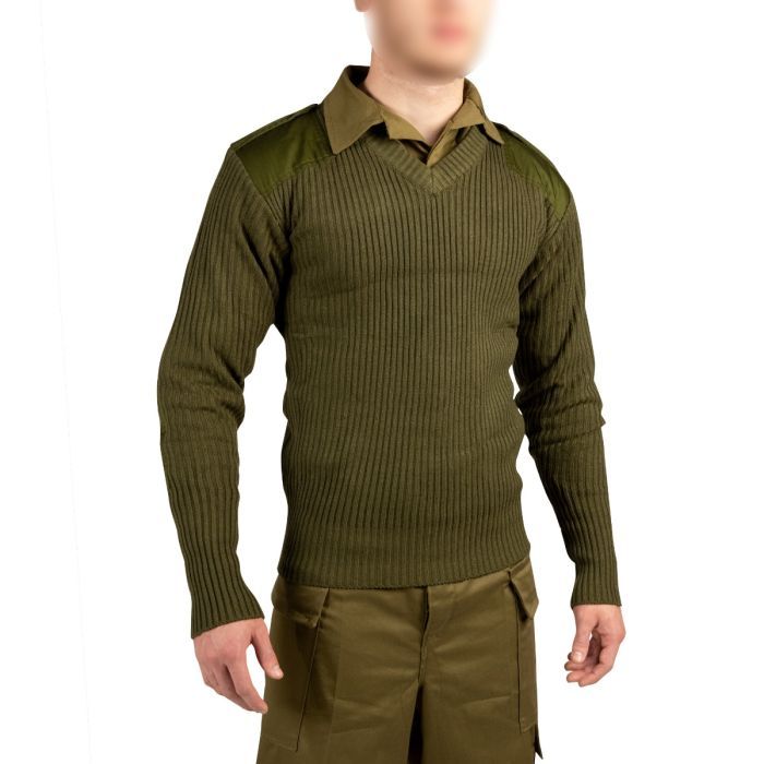 סוודר סריג צבאי לחיילות תקני צה"לי עם טלאים בצבע זית X-DREAM main product photo