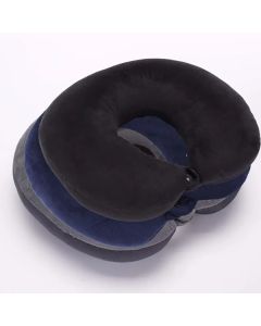 כרית צוואר קטיפתית ארגונומית לנסיעות ונוחות מירבית צבע שחור