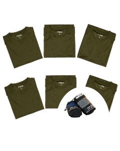 מארז 6 חולצות קצרות דרייפיט לצבא צבע זית + מגבת מייקרופייבר ב99 ש"ח