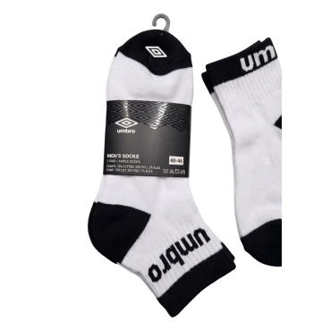 מארז 3 זוגות גרבי חצי לגברים UMBRO 40-46 – לבן/שחור