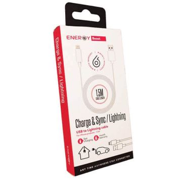 כבל ENERGY 1.5M USB to Lightning לבן