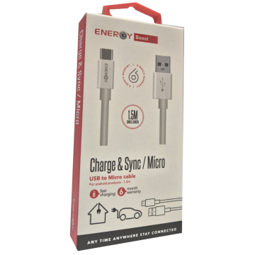 כבל ENERGY 1.5M USB to Type C לבן