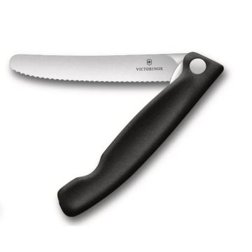 סכין ירקות מתקפלת להב משונן – שחור Victorinox