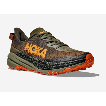 HOKA SPEEDGOAT 6 WIDE - נעלי ספורט גברים ספידגוט 6 רחבות בצבע זית/כתום