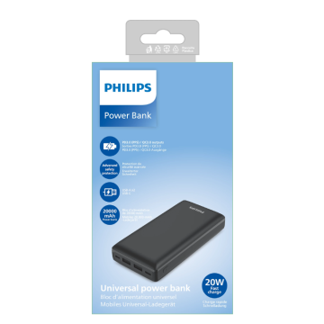 מטען נייד עוצמתי עם סוללת גיבוי ניידת  20,000mAh PHILIPS