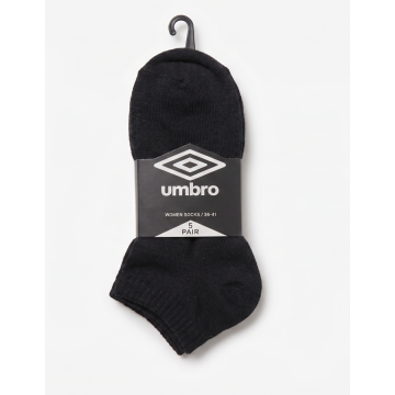 מארז 5 זוגות גרבי קרסול לנשים UMBRO 36-41 – שחור