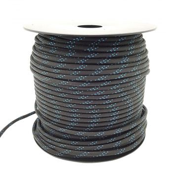 גליל 100 מטר של מיתר צניחה צבע שחור מנוקד כחול  