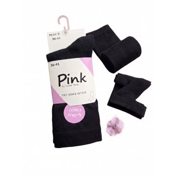 מארז 3 זוגות גרבי נשים Pink שחור מידה 36-41