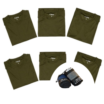 מארז 6 חולצות קצרות דרייפיט לצבא צבע זית + מגבת מייקרופייבר ב99 ש"ח