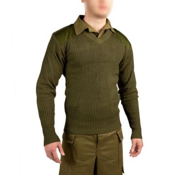 סוודר סריג צבאי לחיילות תקני צה"לי עם טלאים בצבע זית X-DREAM