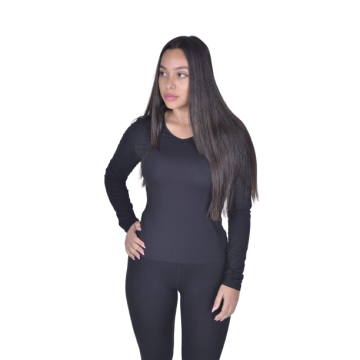 חולצת במבוק נשים שרוול ארוך BREEZE צבע שחור