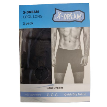 3 יחידות בוקסרים ארוכים מנדפי זיעה COOL LONG X-DREAM